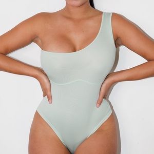 PrettyLittleThing One-Shoulder Sage Bodysuit